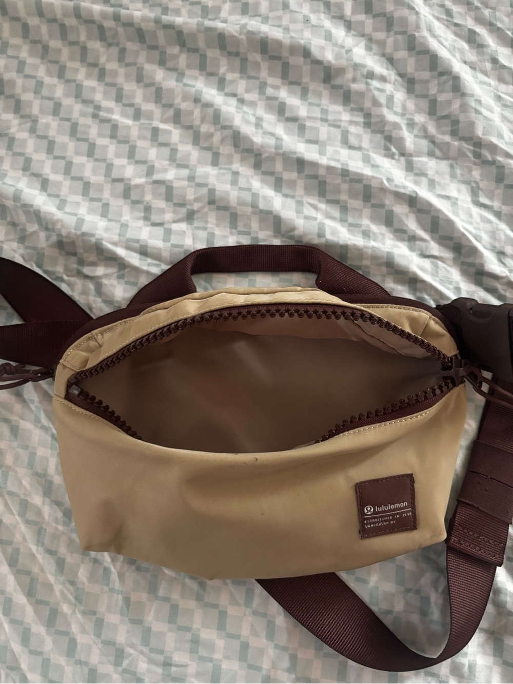 lululemon athletica Beige Belt Bag with Brown Strap